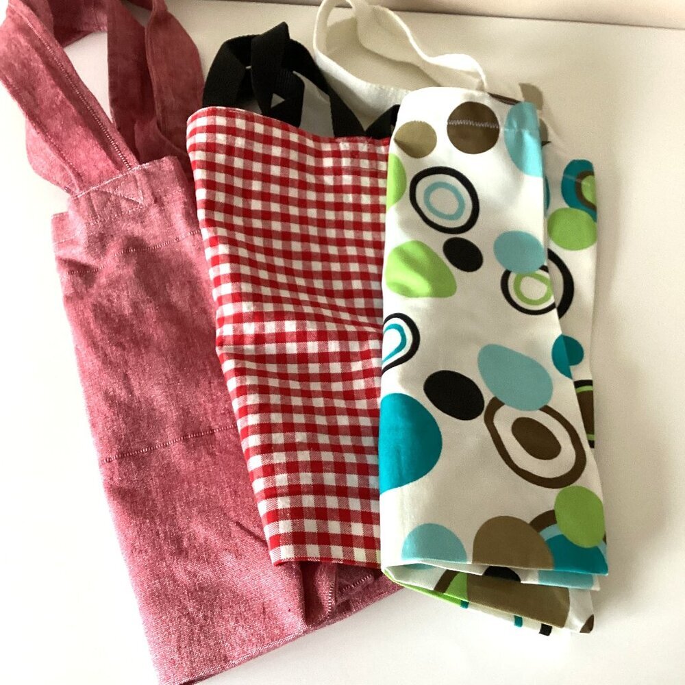 3 Handmade Grocery Bags Reusable Totes Beach Small Laundry Bag Organizers